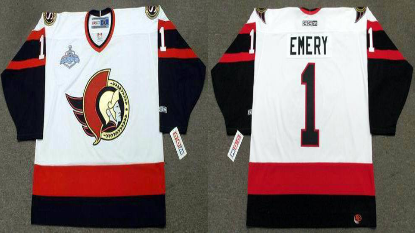 2019 Men Ottawa Senators 1 Emery white CCM NHL jerseys